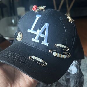 Black Cap with LA Logo and Gold Accents